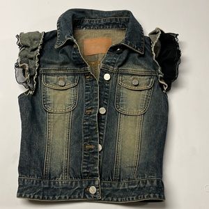 O 2nd denim jean vest with ruffle sleeves